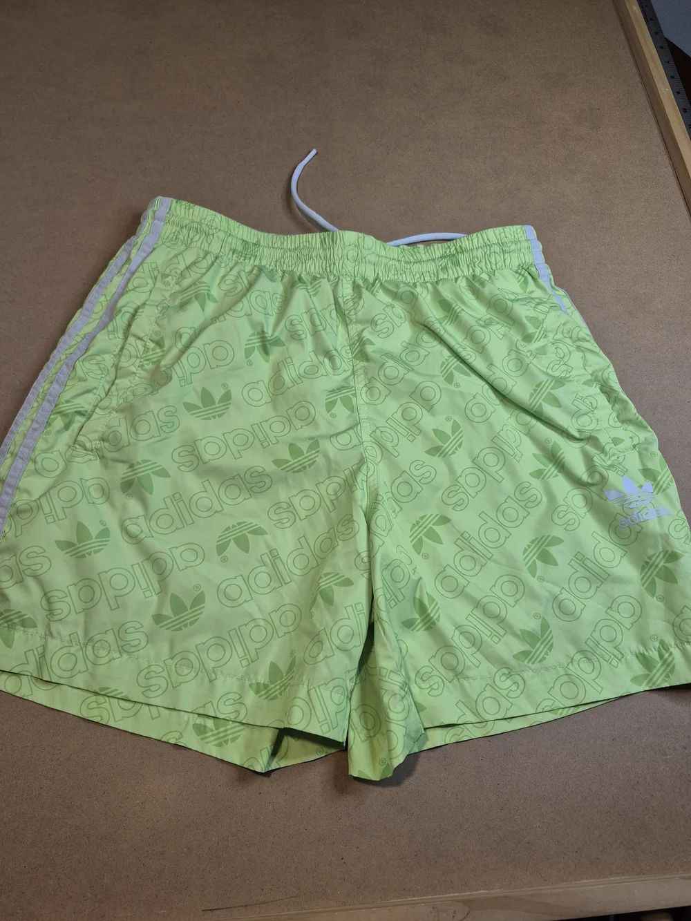 adidas Men’s Neon Green Logo Swim/Training Shorts 4518/3
